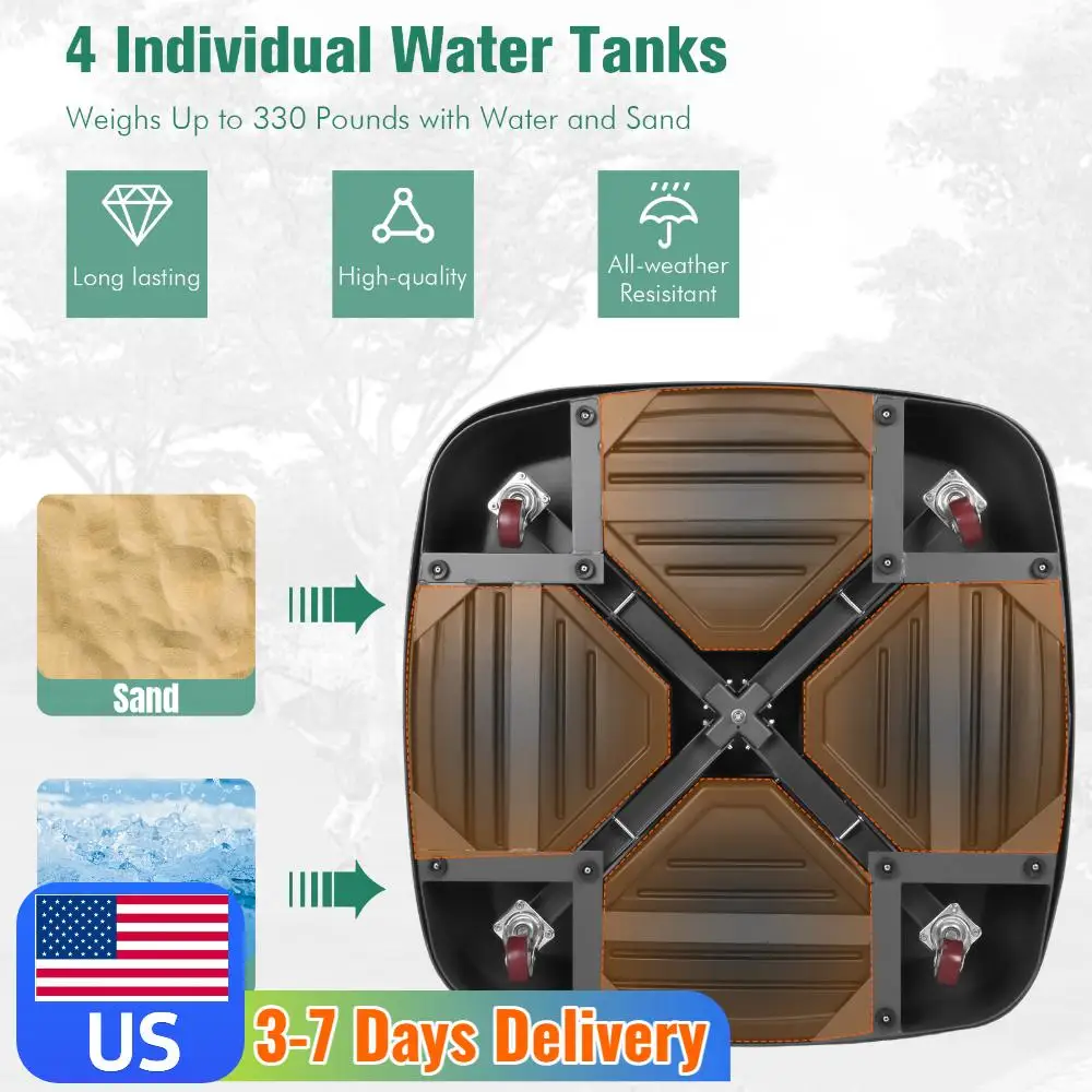 

Усиленное основание для уличного зонта на колесах, квадратное основание для зонта-парасоль для террасы, зоны у бассейна и газона