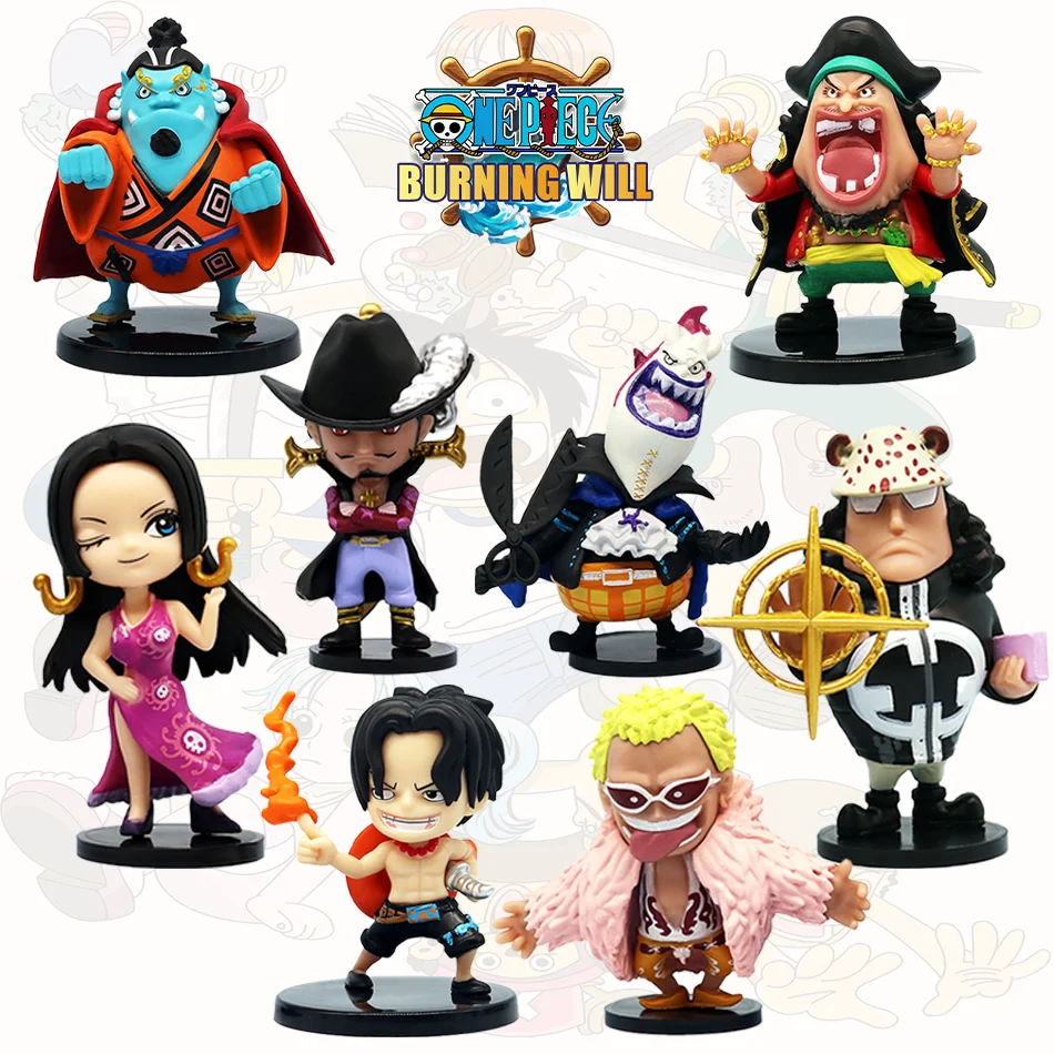 8pcs Anime One Piece Figures Model Dolls Toys Cute Luffy Oka Shichibukai Ace Boa Hancock Jinbe Collection Toys Full Set Hot Sale