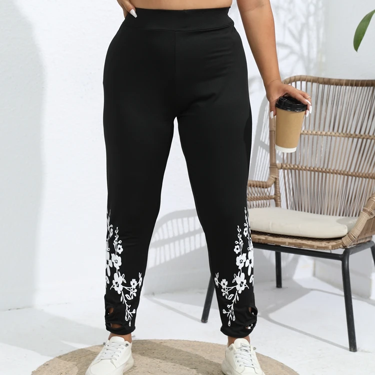 Damskie przycięte spodnie Modne damskie 1XL-8XL Plus Size Obcisłe spodnie do jogi z wysokim stanem Casualowe legginsy do jogi z nadrukiem