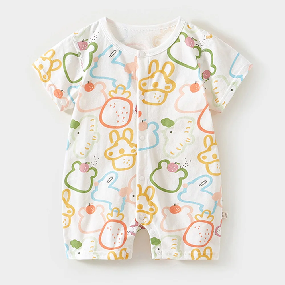 Baby Boy Clothes Summer Cotton Lightweight Baby Girl Rompers Short Sleeve Cute Pattern Unisex Baby Jumpsuit