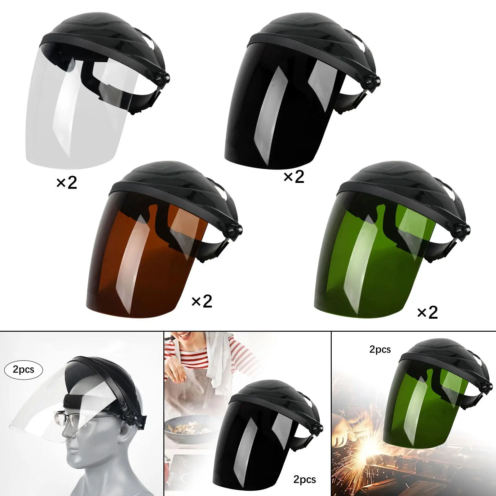 2 Pieces Welding Face Protector Adjustable Heat Resistant Welding Helmet Splash-proof Anti Shocking Welder Mask for Arc Welding