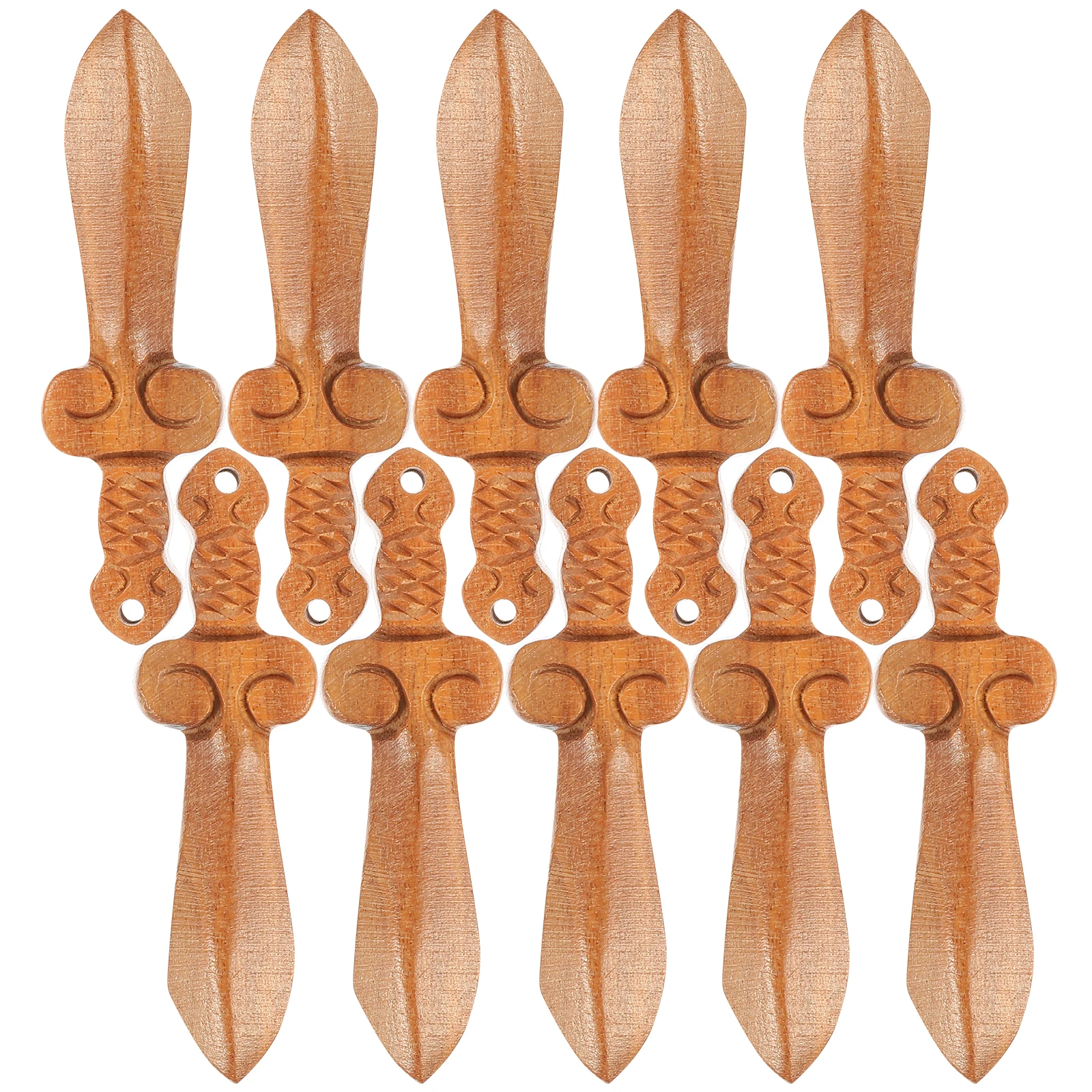 

10pcs Peach Wood Carving Pendant Home Decor Retro Ornament Miniature Engraving Swords Wooden Craft Birthday Gift Jewelry