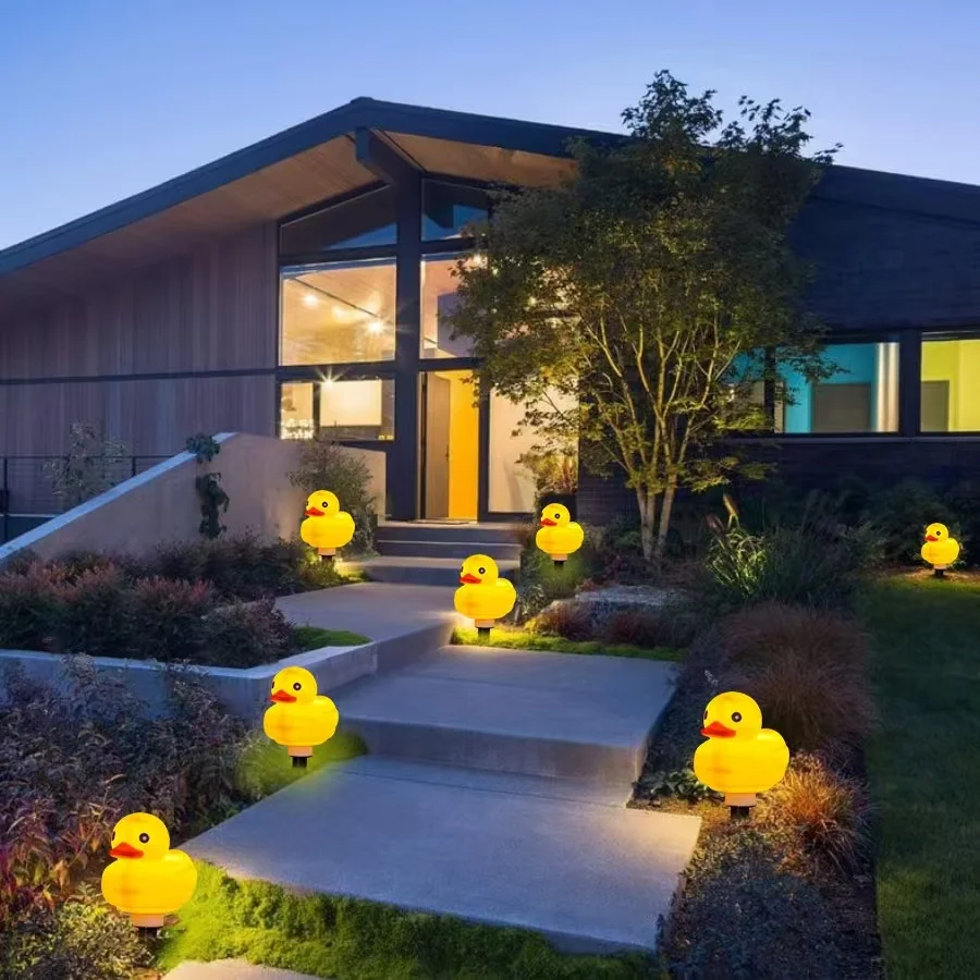 

Solar Yellow Duck Light, Multicolor Changing 8 LEDs for Flower Garden Yard, Christmas and Halloween Decorative Lights
