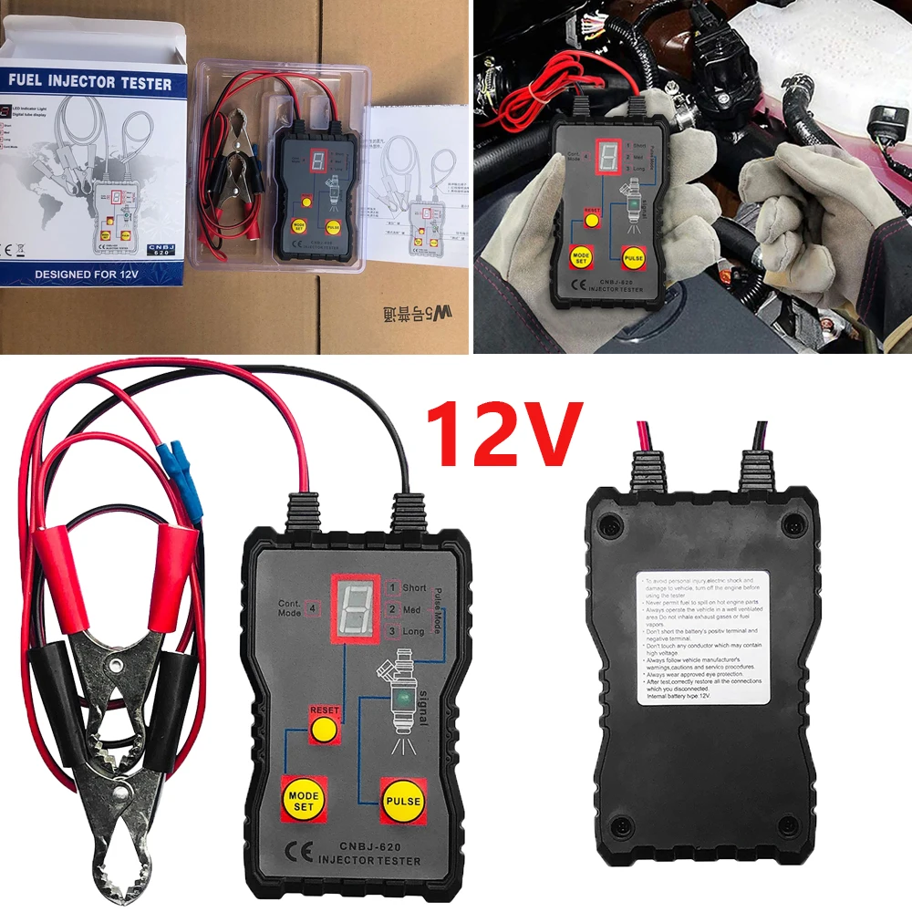 

12V Car Fuel Injector Tester Motorcycle Engine Injection Nozzle Diagnostic Tool Cleaning Tool Kit Test Repair Kit Car Accessory