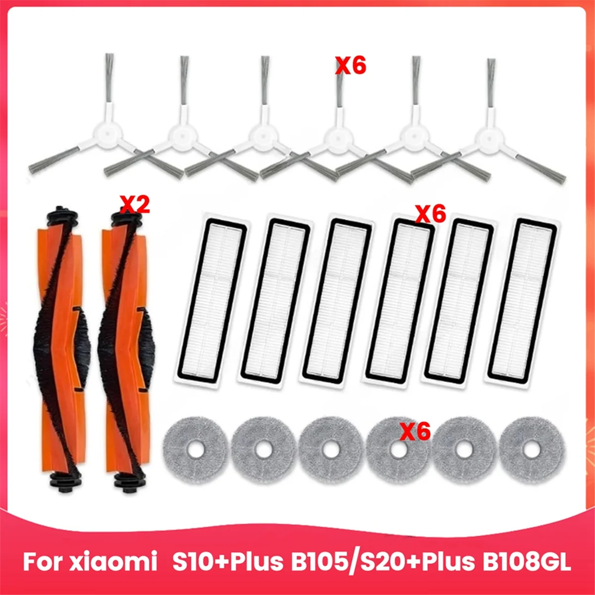 For Xiaomi S10+Plus B105/S20+Plus B108GL Vacuum Cleaner Main Side Brush Hepa Filters Mop Cloth Accessories_A66K