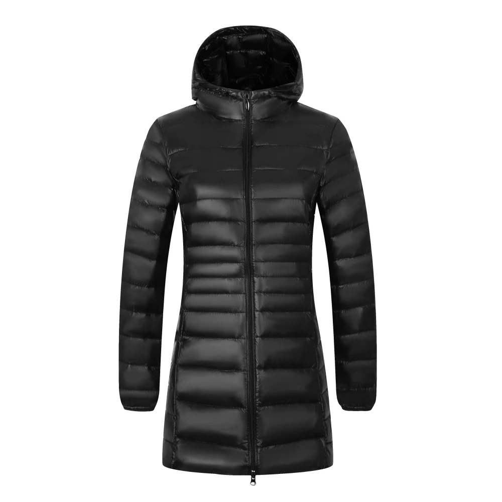 Ladies Long Warm Down Coat with Portable Storage Bag Women Light Down Jacket Women\'s Overcoats Hip-Length  High Street