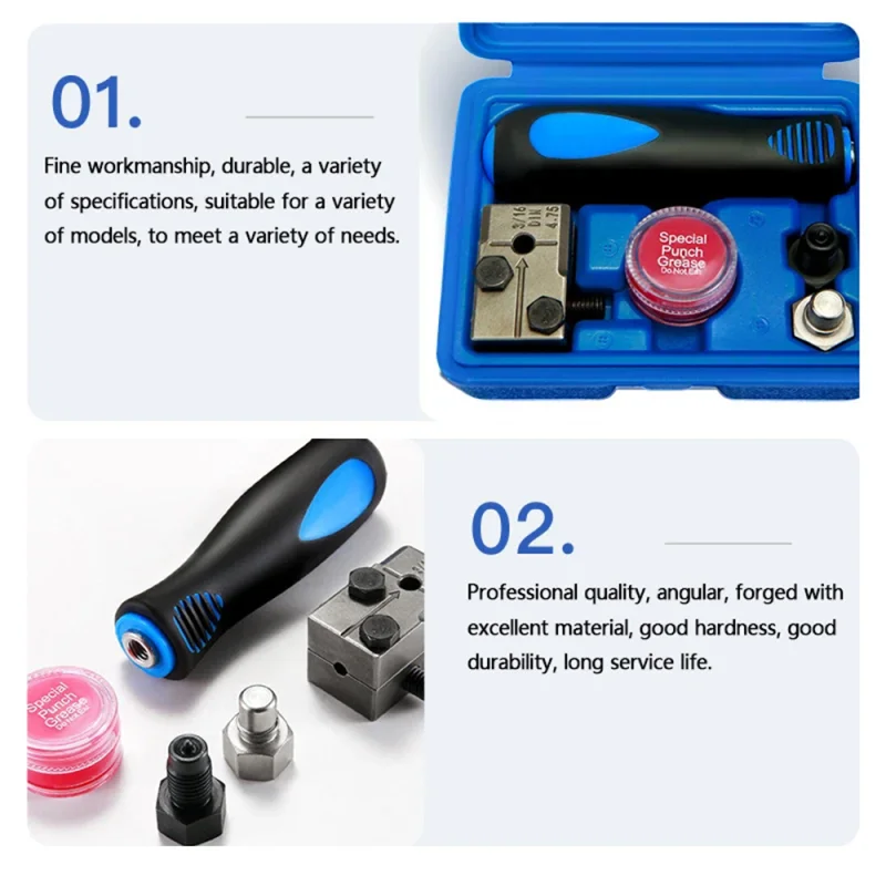 3/16” Double Flaring Tool Auto Brake Line Flaring Tool Kit with Storage Box Stainless Steel Detachable Handheld Flaring Tools