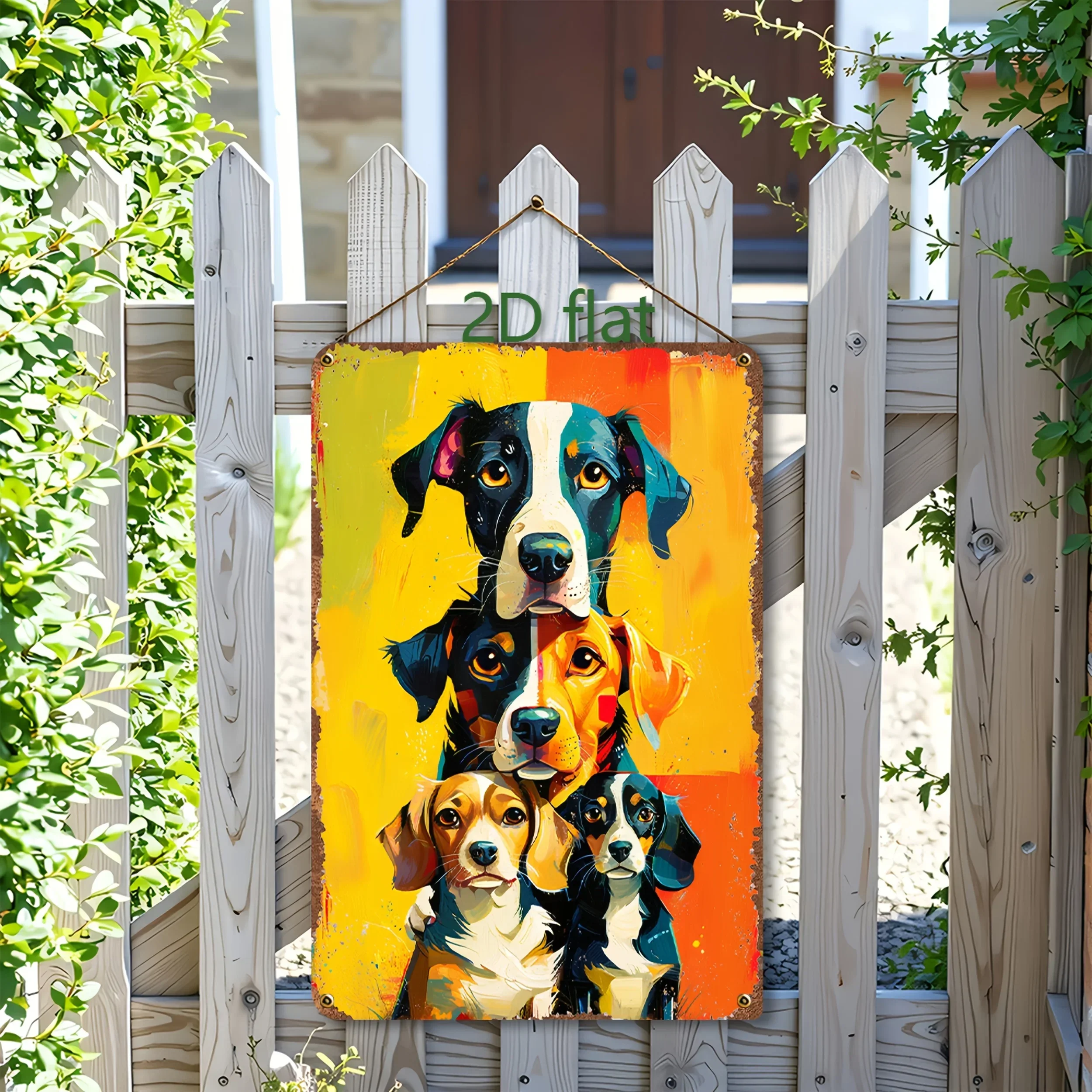 Metal Wall Decor Beagle Sign, 8x12 Inch Geometric Pet Lover Gift Indoor Outdoor