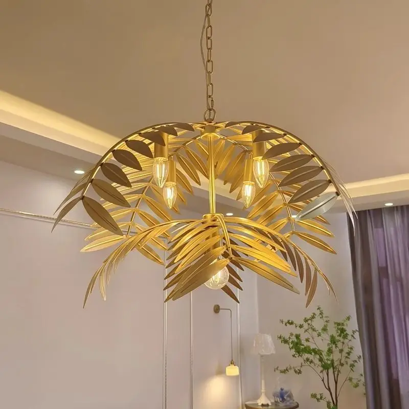 

American Country Restaurant Lights Bedroom Study French Art Homestay Shop Wrought Iron Retro Countryside Style Tree Leaf
