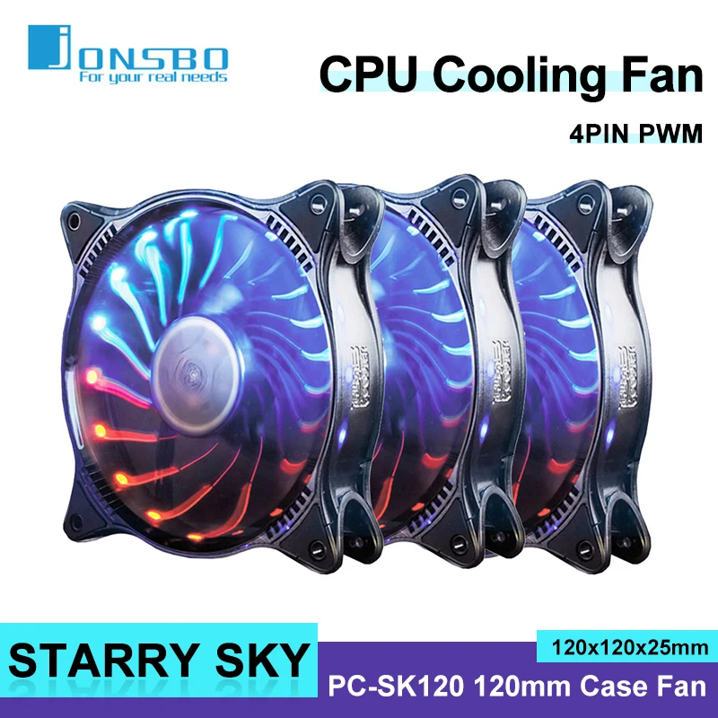 

Pccooler PC-SK120 Вентилятор в корпусе звездного неба 120 мм 4-контактный ШИМ Вентилятор охлаждения процессора Светодиодный переливающийся вентилятор со изменением цвета звездного неба Светящийся вентилятор для ПК