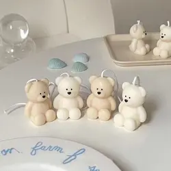 Mini Bear Candle Mould Cute Epoxy Resin Bear Shaped Mold Reusable DIY Silicone Candle Making Mold Home Decor