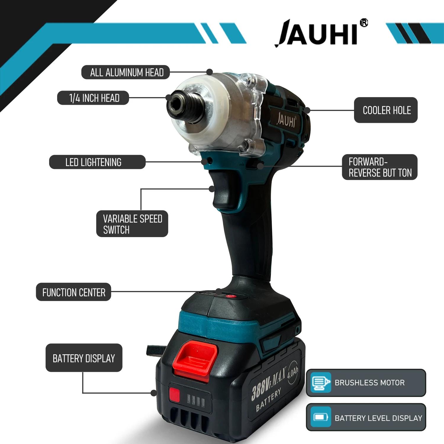 Imagem -02 - Jauhi-chave de Fenda Elétrica sem Fio Mini Furadeira Recarregável Driver sem Fio para Ferramentas Elétricas a Bateria Makita 18v 5200rpm 520n.m