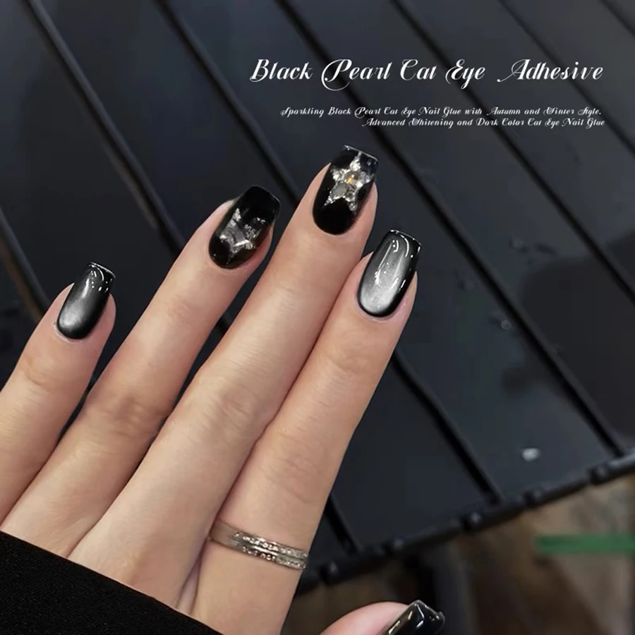 WS Schwarz Glas Katze Magnetische Gel Nagellack Punk Stil Nail art Maniküre Varnis Semi Permanent Gel für Winter Nagel Liefert – Detail 6