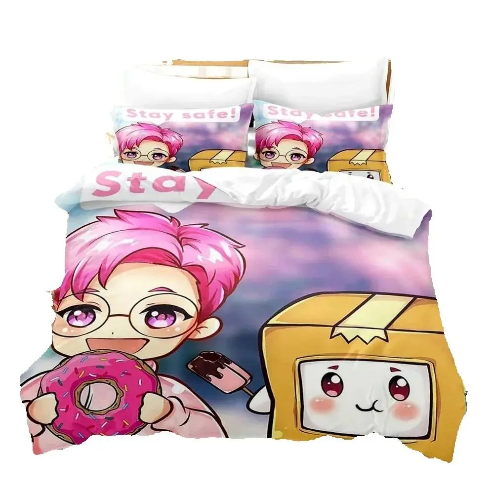 

3D Cute Lankybox Foxy Boxy Printed Bedding Set Cute Duvet Cover with Pillowcase Home Boy Girls Duvet Cover Custom Size