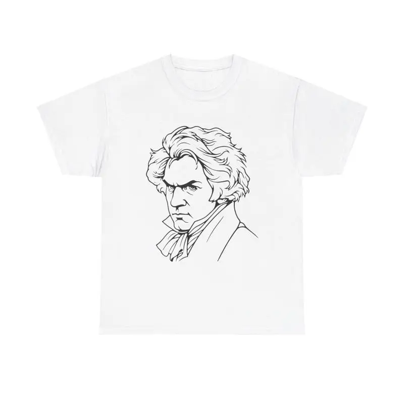 

Футболка с портретом Бетховена, музыкальный композитор, человевига, фортепиано, иконовая классика, унисекс