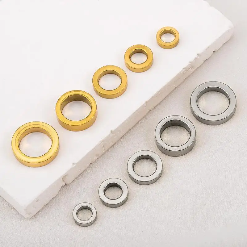 10 Stück Edelstahl-Abstandshalter-Perlen mit großem Loch, flach, rund, für DIY-Armbänder, Halsketten, Bastelarbeiten, Schmuckherstellung, Material – Detail 4