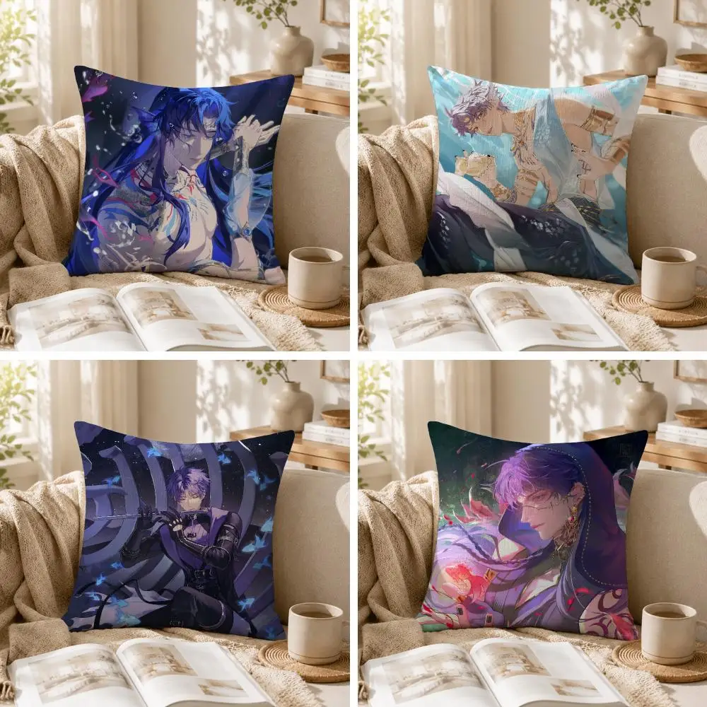 L-Love and Deepspace Game Cushion Cover Natural Linen Organic Fabric Double-Sided Printing Sofa Home Decor Gift Pillow Case