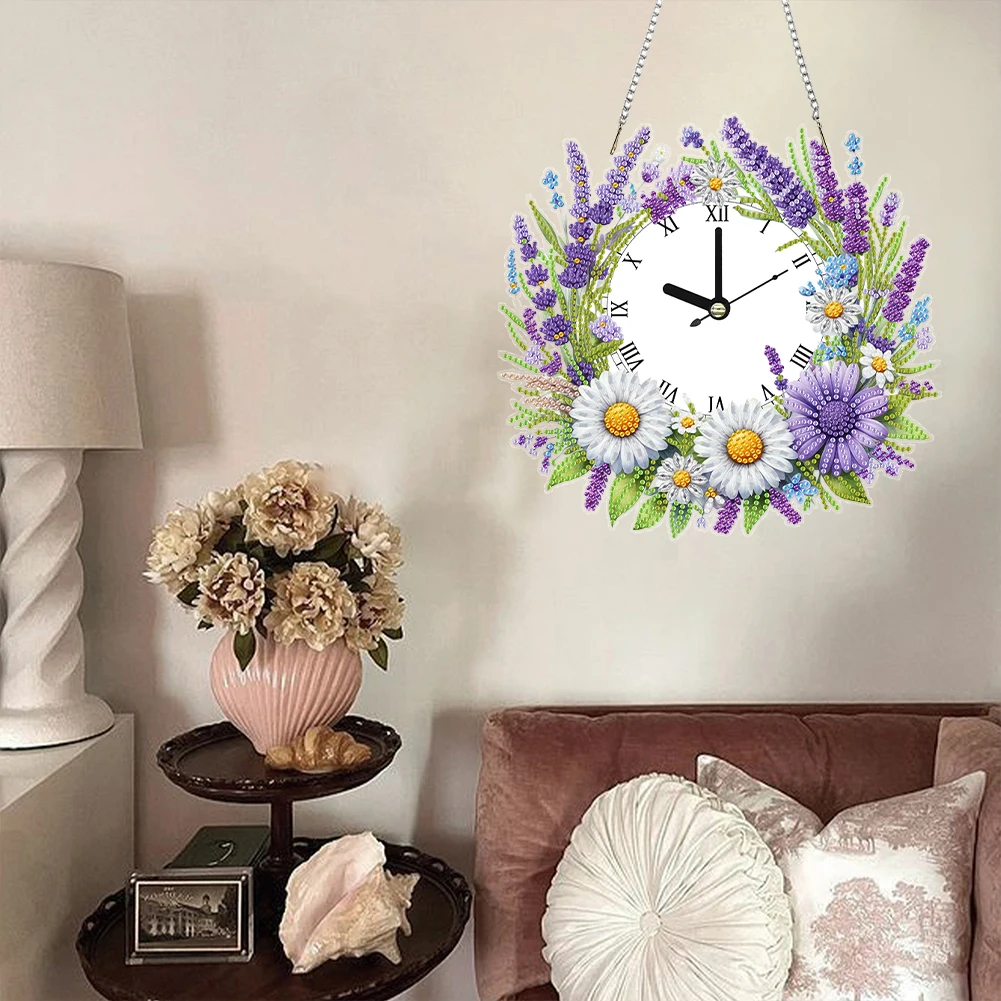 

2D/Flat DIY Special Shape Rhinestone Diamond Art Clock Wall Pendants Diamond Clock Art Pendant Window Hanging Art for Home Decor