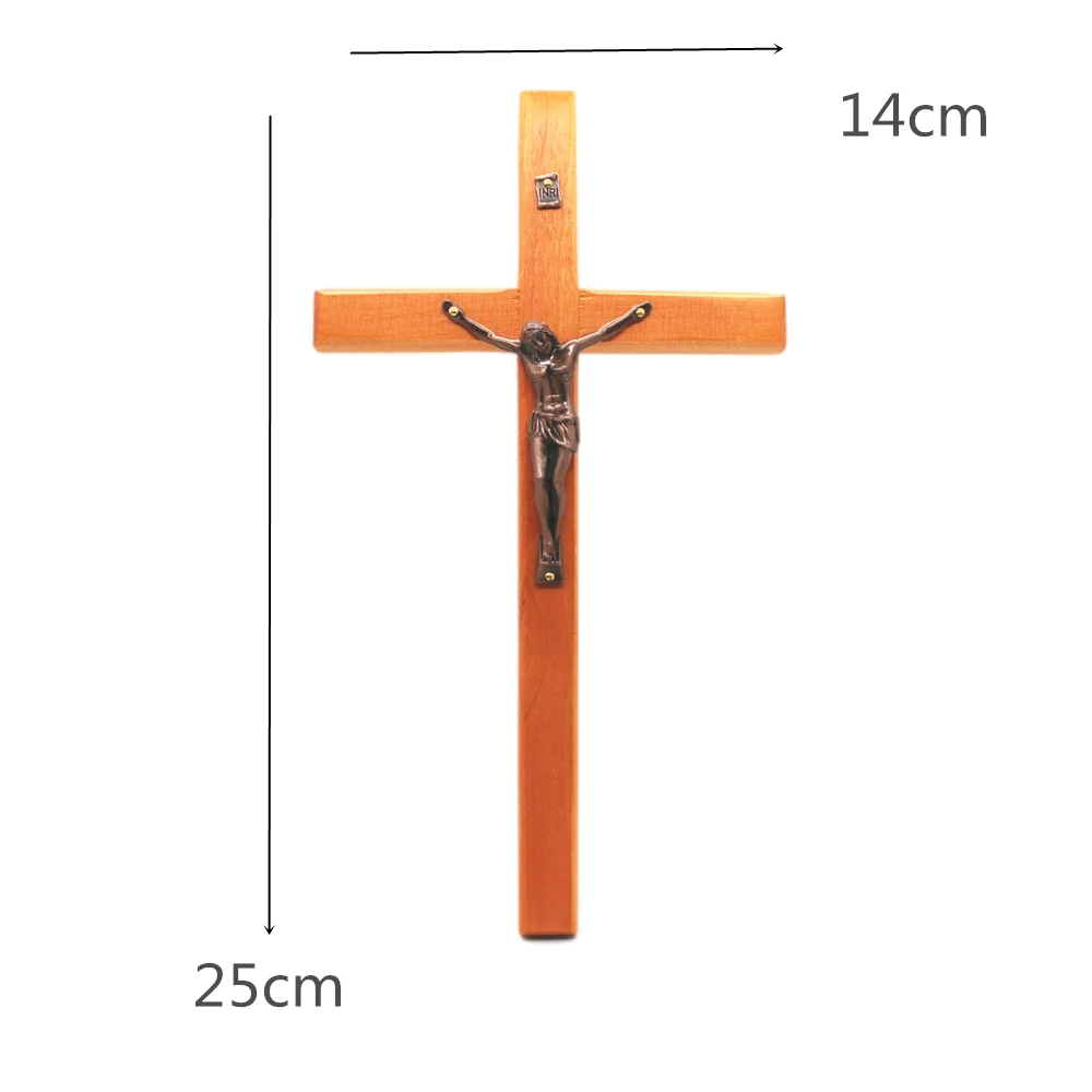 Jesus Cross Wall Decoration Orthodox Wooden Christ Zinc Catholic Church Utensils Religious Prayer 25cm