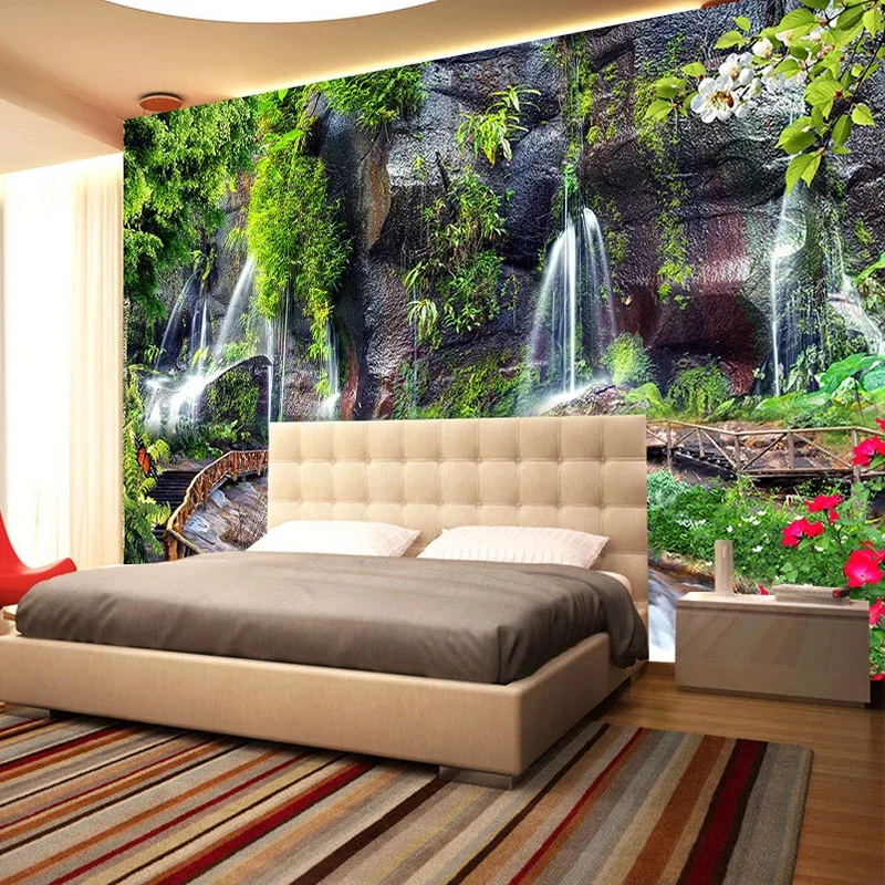 Custom 3D Wall Mural Wallpaper Home Decor Waterfall Nature Landscape 3D Photo Wall Paper For Living Room Bedroom Papel De Parede