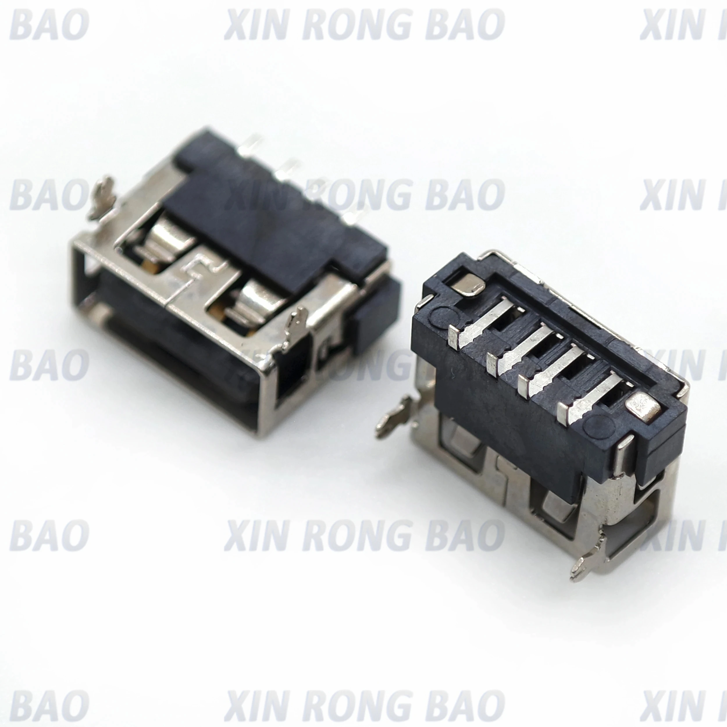 10 piece a / f10.0 short body USB interface female base front 2-pin 6.3h straight edge SMT iron shell black glue USB connector