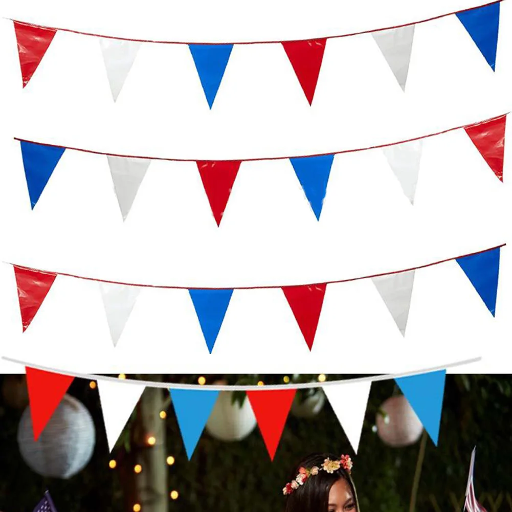 50 Flags 18m Red White Blue Banner Garlands Birthday Bunting Pennant Baby Shower Party Wedding Decoration Flags Hanging Decor