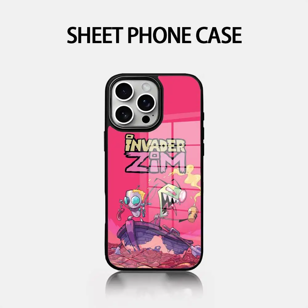 

I-Invader Z-Zim Cartoon Phone Case Glass Cover Phone Case For Iphone 16 15 14 12 11 13 Pro Max Mini Puls Attraction CASE