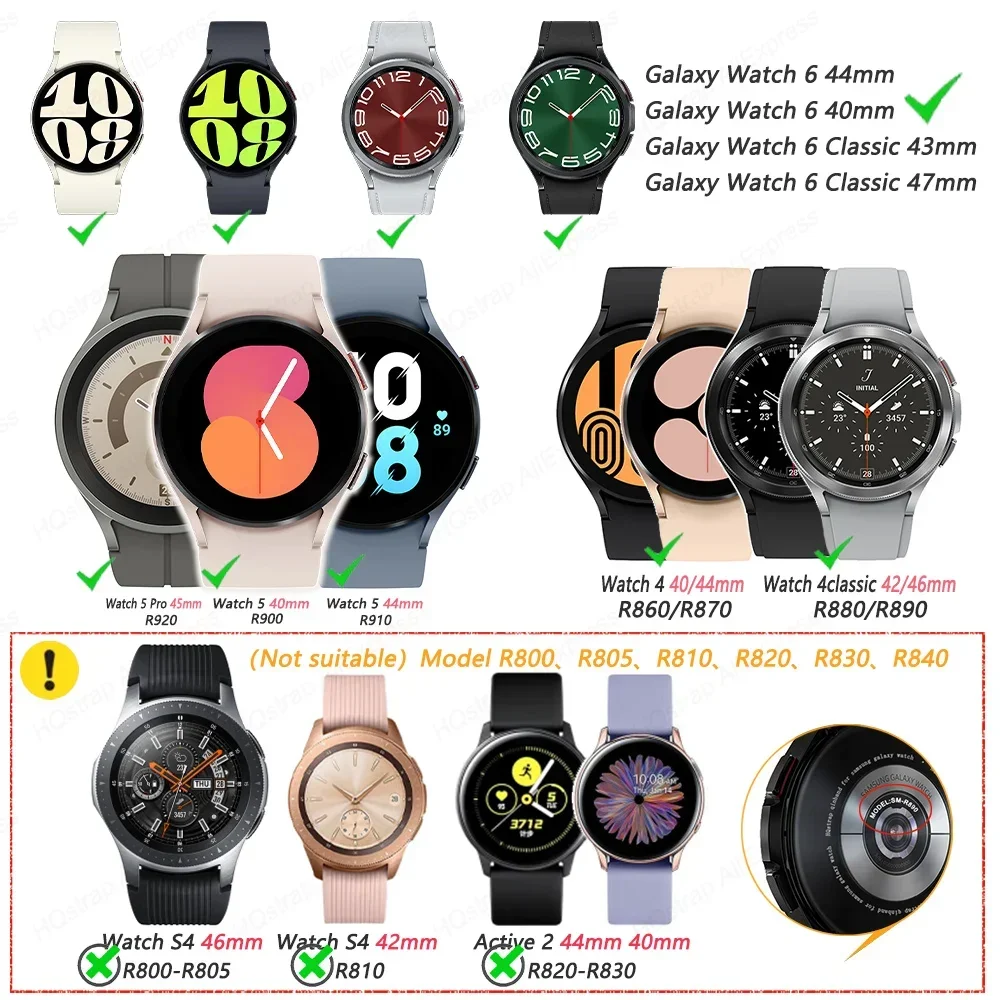 Elastisches Metallarmband für Samsung Galaxy Watch 6 Classic 47 mm 43 mm, Erweiterungs-Edelstahlband für Samsung Watch6 5 4 40 mm 44 mm