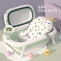 Thermometer Portable Kid Toddler Plastic Kids Shower Foldable Newborntub Bath Tub Baby Bathtub With net