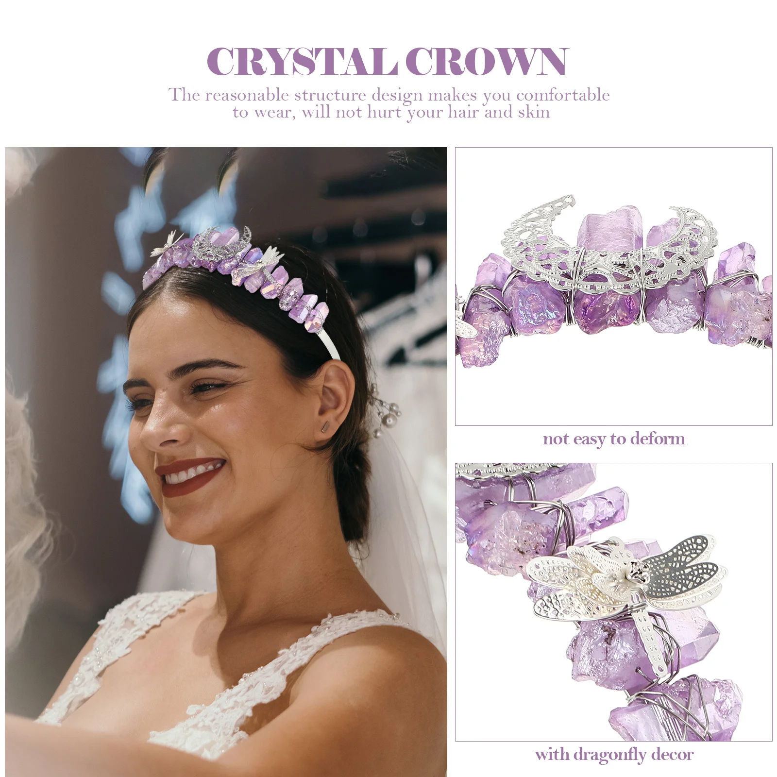 

Креативная хрустальная корона, головной убор, дизайн стрекозы, тиара для невесты, свадебный аксессуар для волос для девочек, хрустальная корона, тиара для невесты
