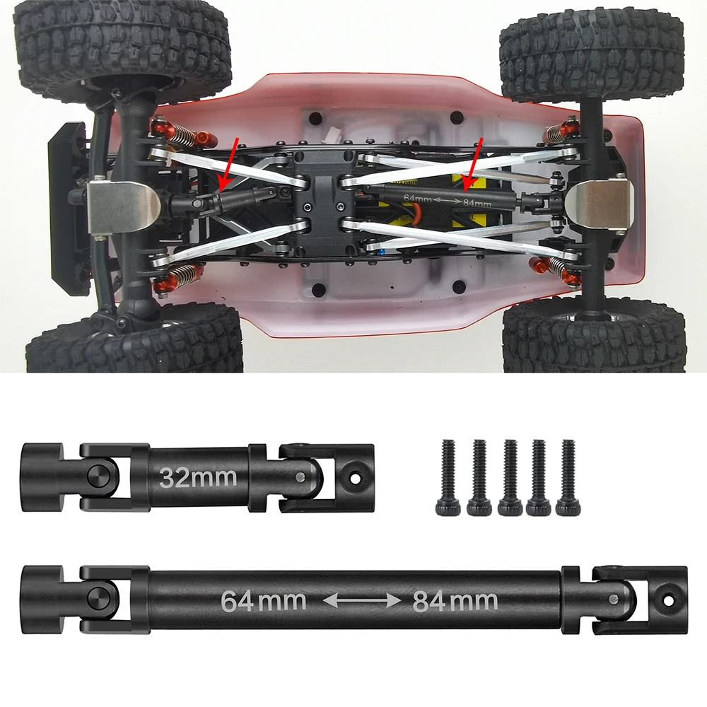 YEAHRUN 2PCS Steel Center Drive Shaft for 1/24 RC Crawler Car Axial SCX24 Jeep JLU Bronco Base Camp Upgrade Parts