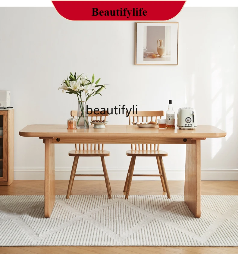 

Solid Wood Dining Table Modern Simple Large Apartment Oak Table and Chair Combination Thickened Log Dining Table G1218