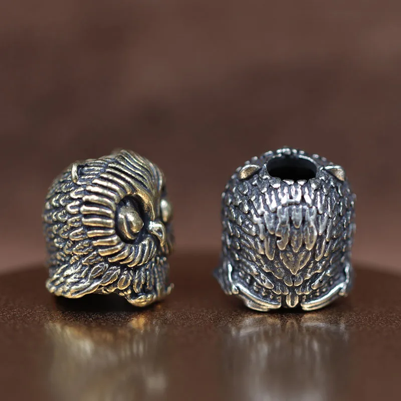 Cute Owl Brass Knife Bead EDC Outdoor DIY Paracord Woven Bracelets Accessories Lanyard Pendant Umbrella Rope Flashlight Hangings view 3
