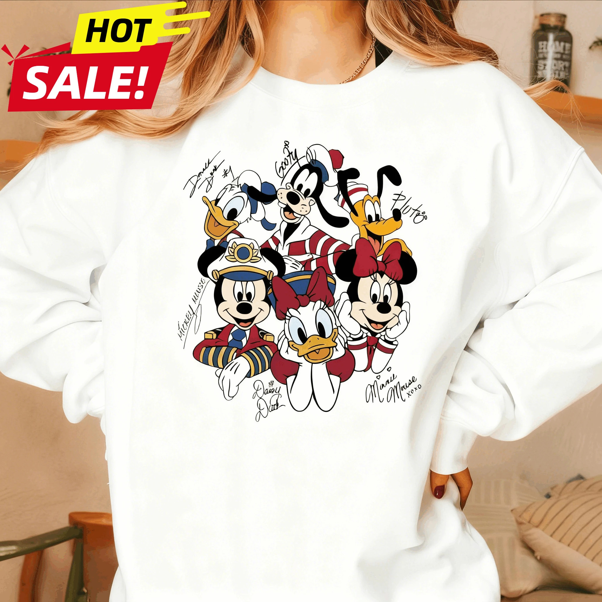 Disney minnie mickey menino menina inverno tripulação pescoço camisola família pai-filho oversized das mulheres dos homens oversized hoodie mangas compridas topo