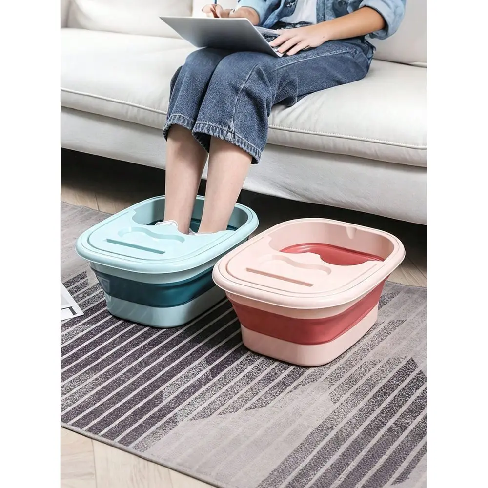 Large Foldable Deep Foot Bath Basin, Portable Home Foot Massage Tub, Plastic Material, Healthy Design, Insulated Foldable Foot Bath Basin With Massage Rollers And Lid, Soak Tired Feet, Relieve Stress, Home Foot Care Foot Therapy