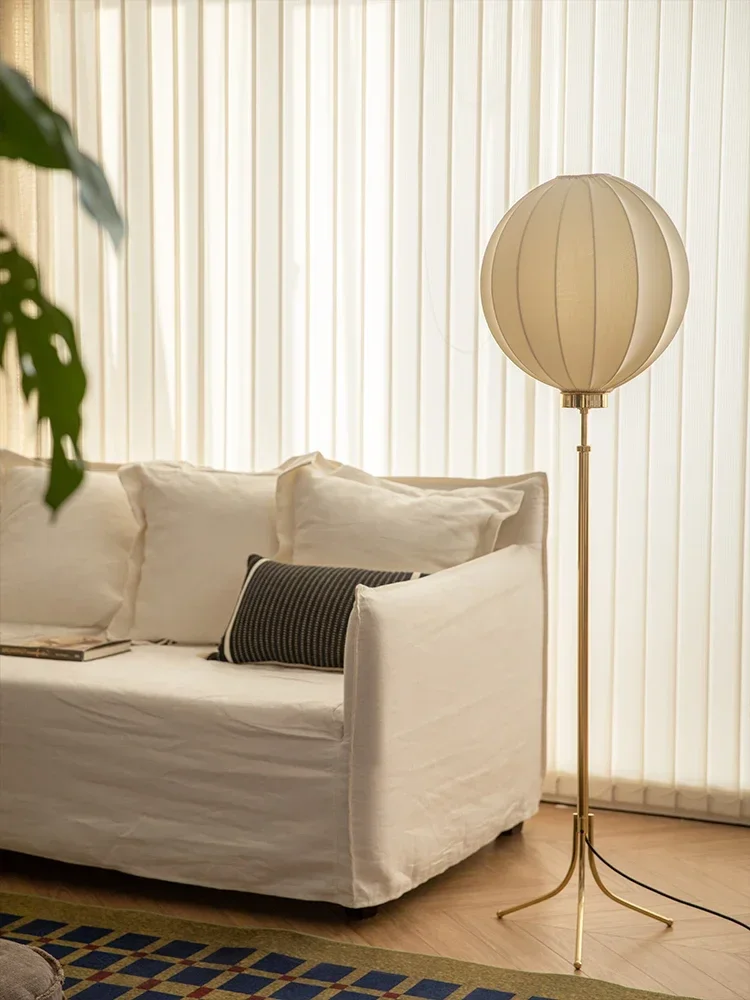 Floor lamp living room bedroom liftable retro brass ambient light study light