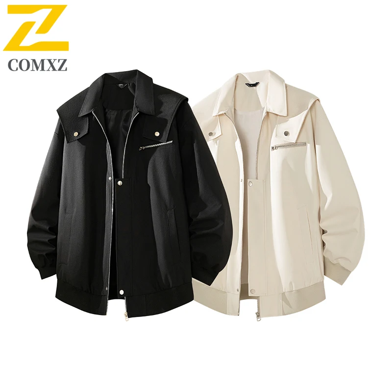 

COMXZ Men Casual Jacket Korean Fashion Lapel Lightweight Outdoor Hiking Travel Versatile Coat Autumn Spring Thin Windbreaker