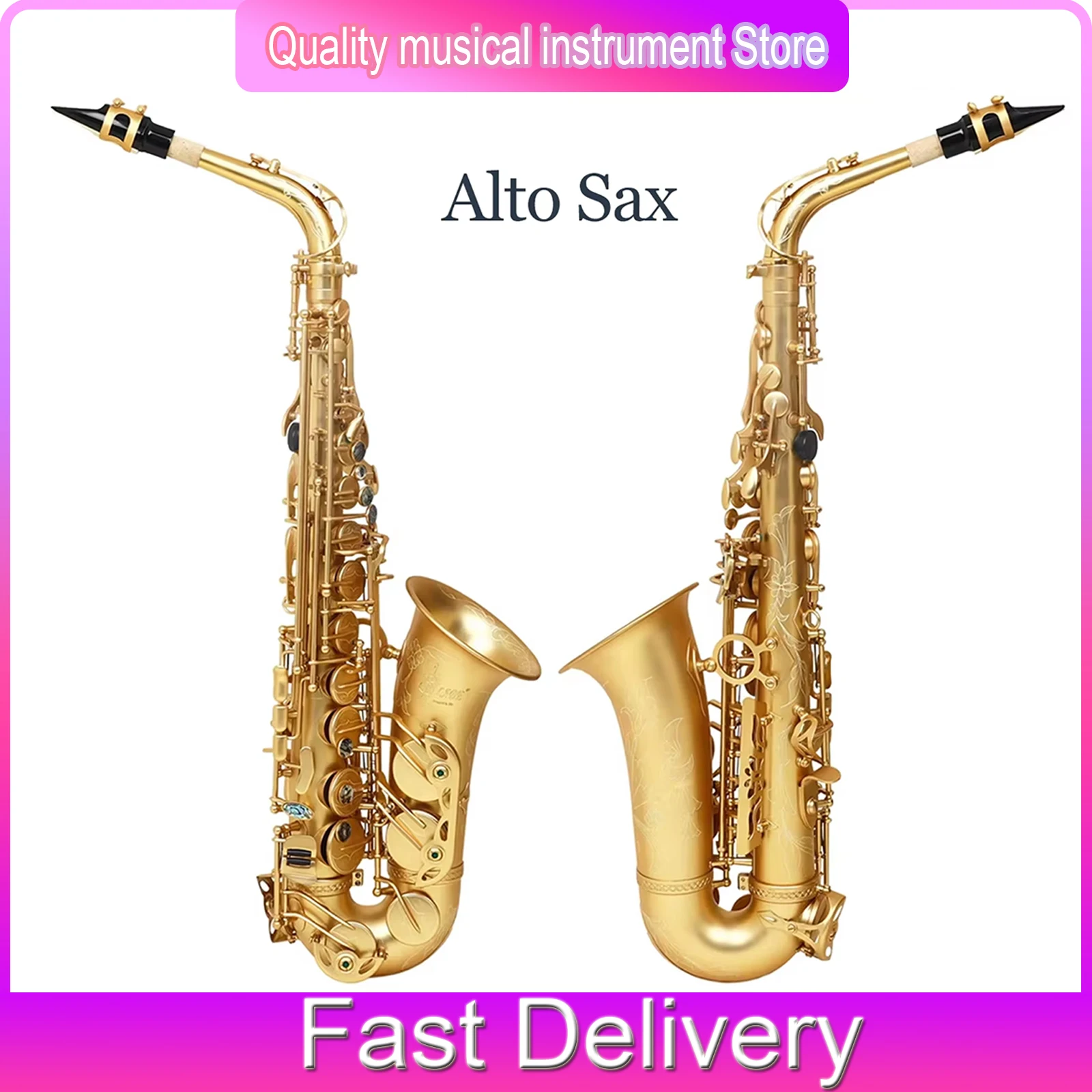 

SLADE Saxophone Eb Gold Hand-carved Alto Sax Brushed Brass Clarinet Perform With Parts Woodwinds Sax Musical Instruments