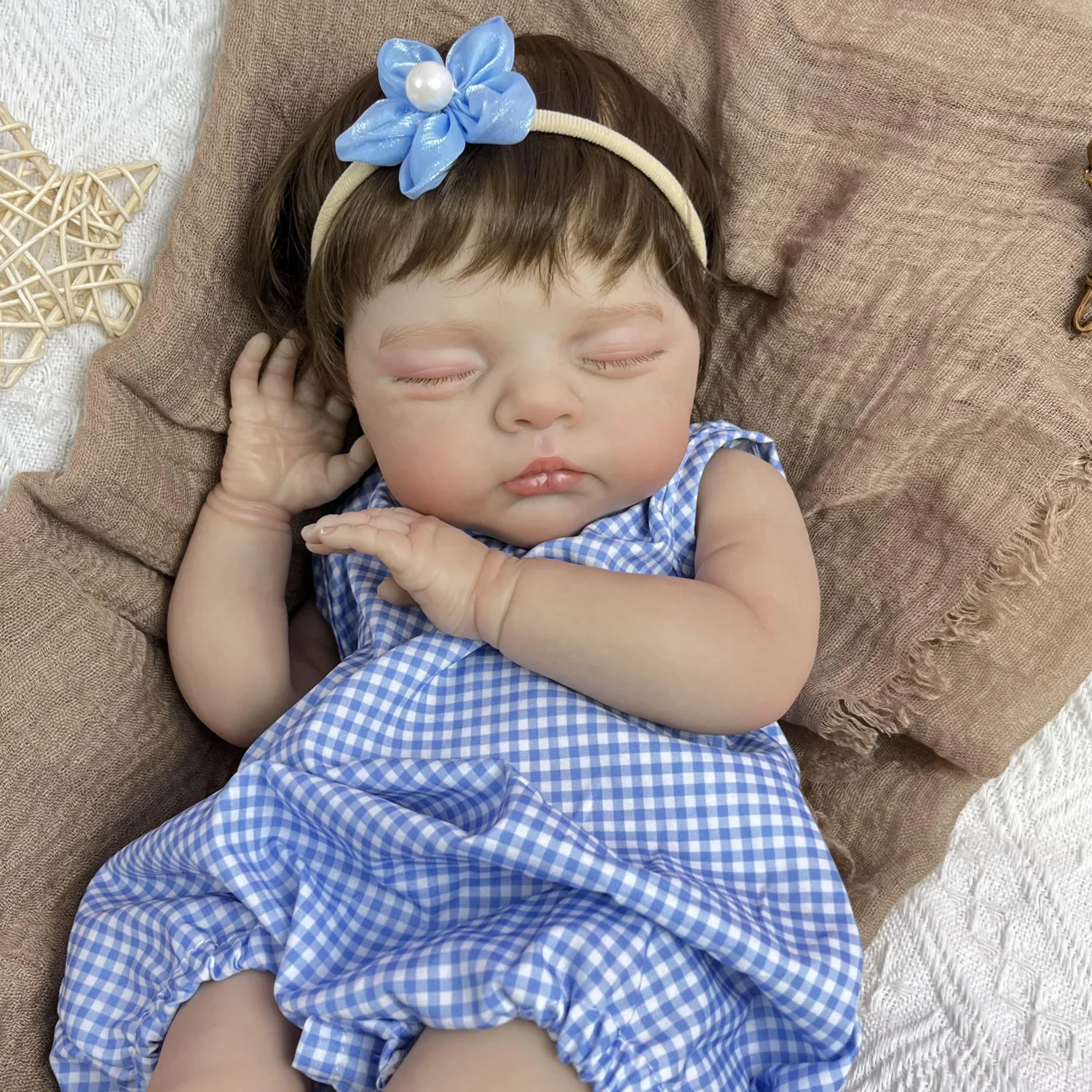 

BZDOLL 48 CM Asleep Reborn Baby Doll Toy For Kids Lifelike Full Vinyl Body 19 inch Real Look Doll Handmade Birthday Gift