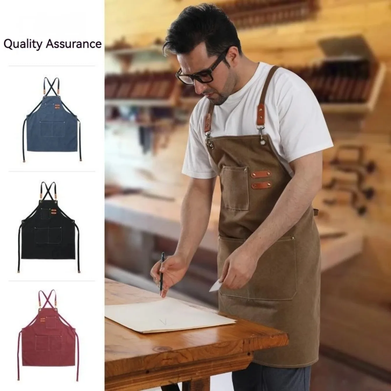 Thick Canvas Aprons For Woman With Pockets Gardening Waterproof Coffee Salon Working Labor Protection Kitchen Apron For Men