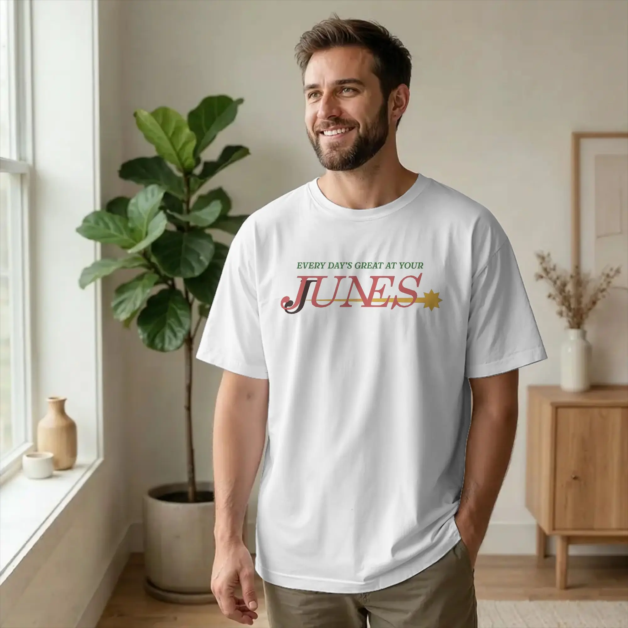 Men's Junes Every Day's Great T Shirts Supermarket Game 100% Cotton Clothing Novelty Short Sleeve O Neck Tees Graphic T-Shirts