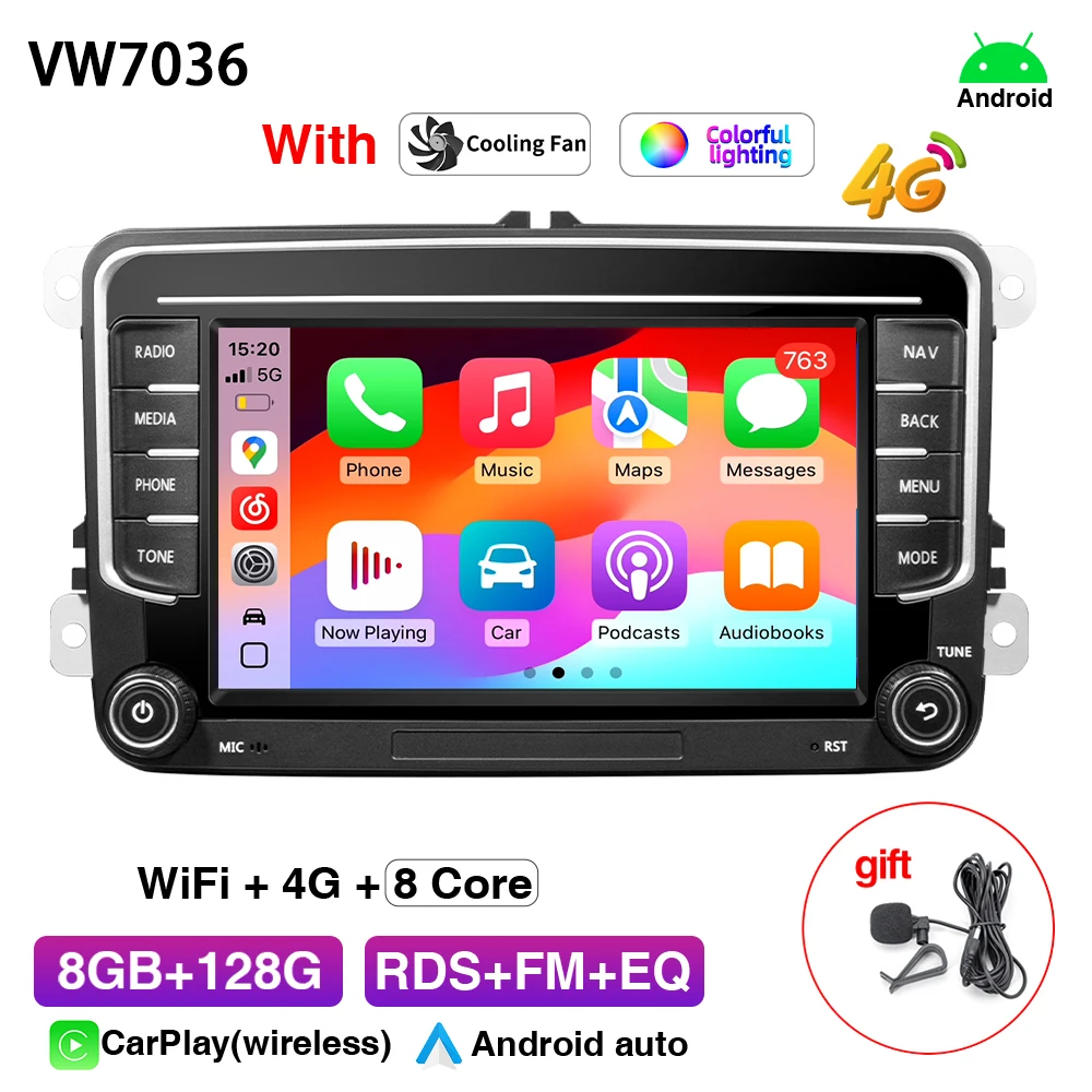 Grandnavi 2Din Android 13 Autoradio GPS Voor VW/Volkswagen Skoda Octavia golf 5 6 touran passat B6 polo Jetta 2Din Radio Speler