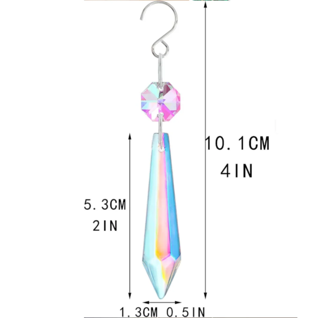 5pcs 10cm Chandelier Icicle Crystal Prisms Sun Catchers with Octagon Beads Crystals Lighting Lamp Replacement Parts Hanging