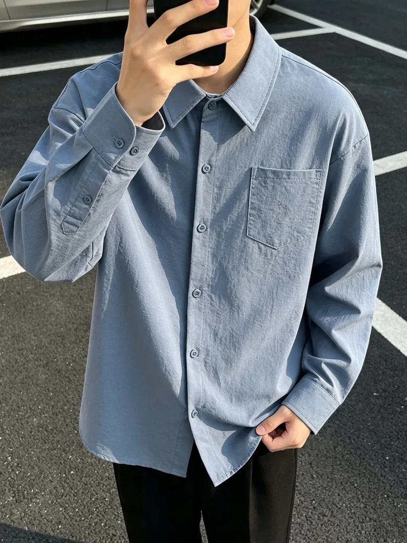 Camisa de Manga Longa Retro Americana Plus Size para Homens e Mulheres, Casual, Solta, Outono/Inverno, Respirável, Resistente...