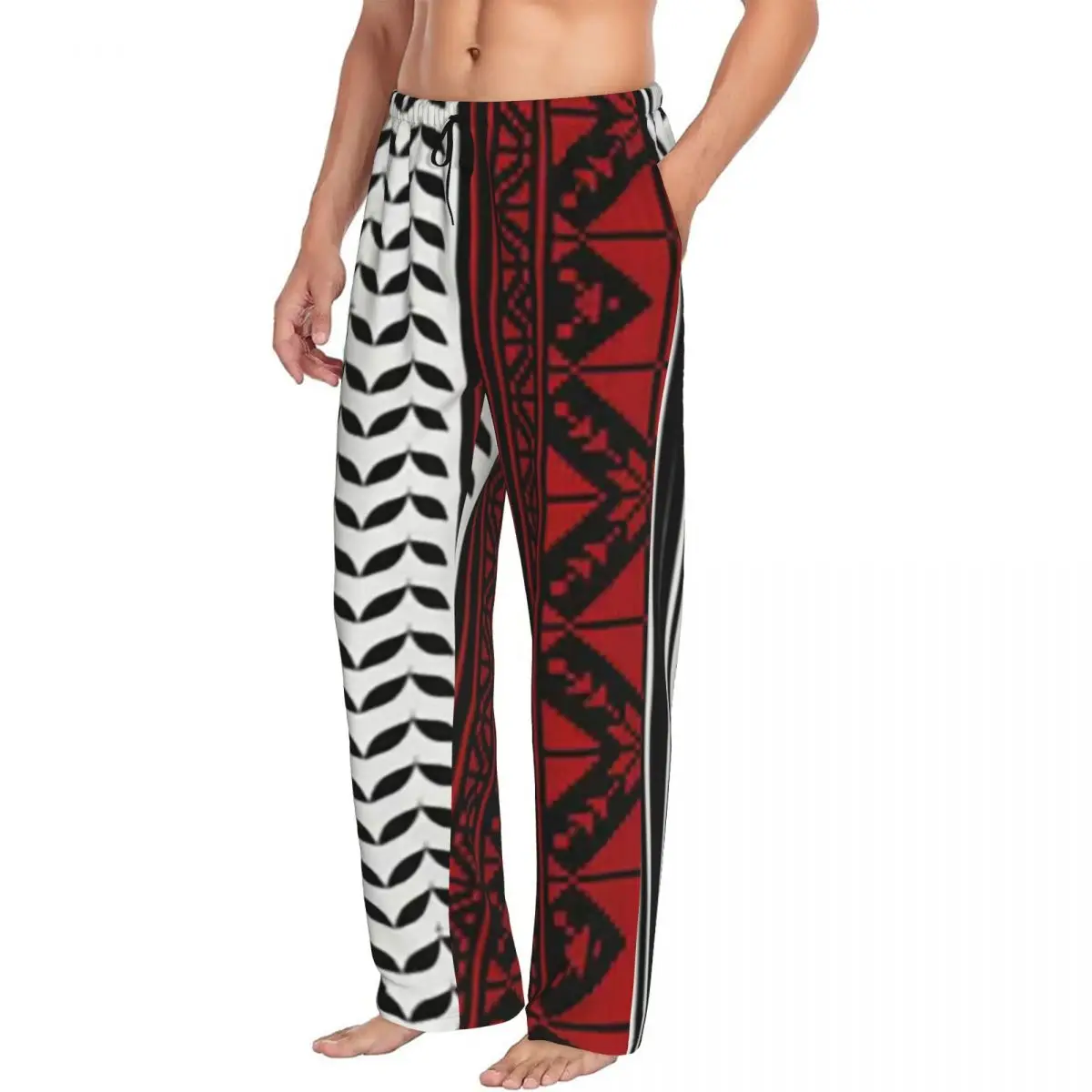 

Custom Arabic Folk Kufiya Hatta Traditional Keffiyeh Pattern Men Pajama Pants Lounge Sleep Sleepwear Bottoms with Pockets