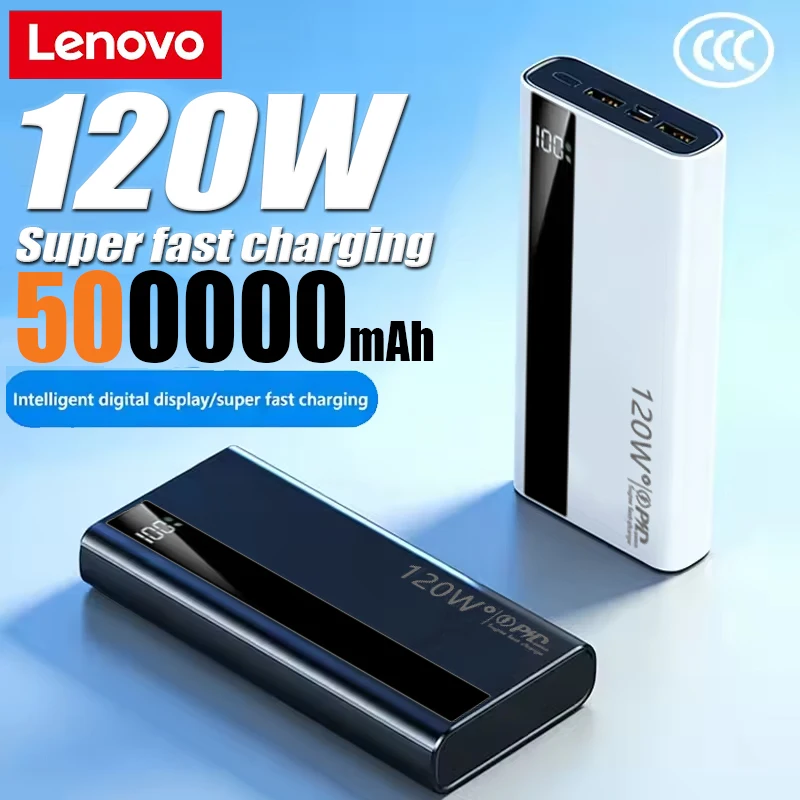 

Lenovo 200000mAh 120W Ultra Capacity Power Bank Super Fast Charge CCC Certification Portable Battery Charger For IPhone Samsung
