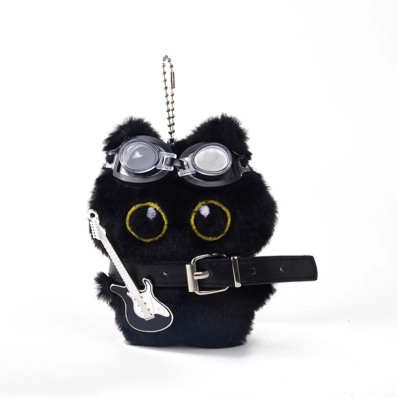 Simpatico cartone animato gatto nero portachiavi borsa ciondolo zaino ornamenti appesi adorabile piccolo gatto bambola animale portachiavi auto regalo per bambini