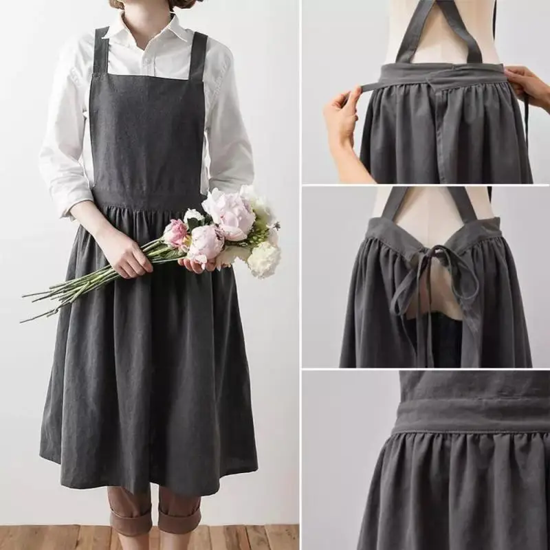 2/1Pc Nordic Simple Florist Apron Cotton Linen Gardening Coffee Shops Kitchen Aprons For Cooking Baking Restaurant Apron