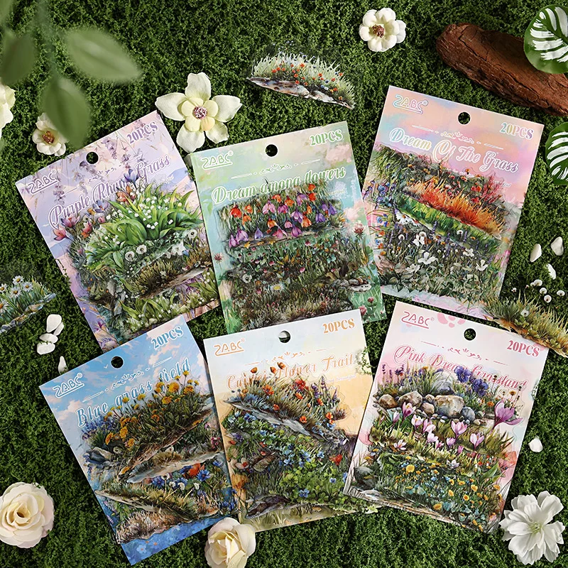 20pcs/pack Plants flower clusters Stickers Junk Journal Creative Stationery DIY Deco Stickers Scrapbooking Supplies