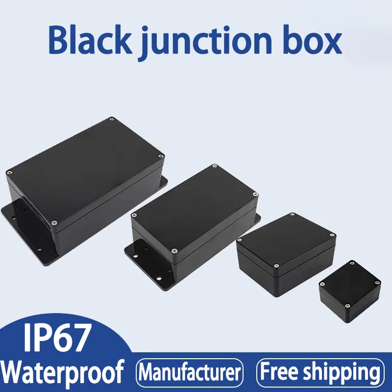 ABS Waterproof Box Electronic Safe Case Plastic Boxes Black Wire Junction Box Plastic Organizer IP67 Waterproof Enclosure